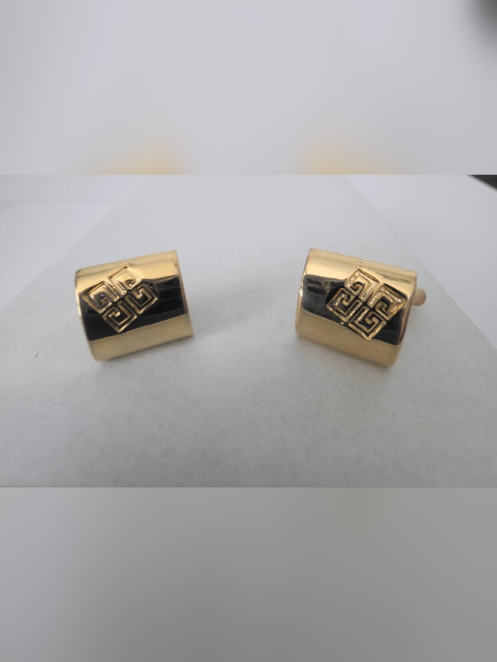 Vintage Givenchy Gold Tone 4G Logo Clip-On Earrings Signed